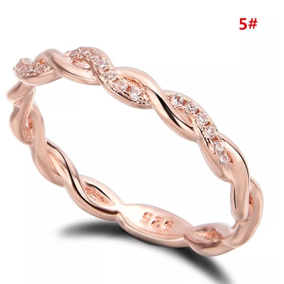 Rose gold Topaz Eternity Band 925 Size 5 - Picture 2 of 5